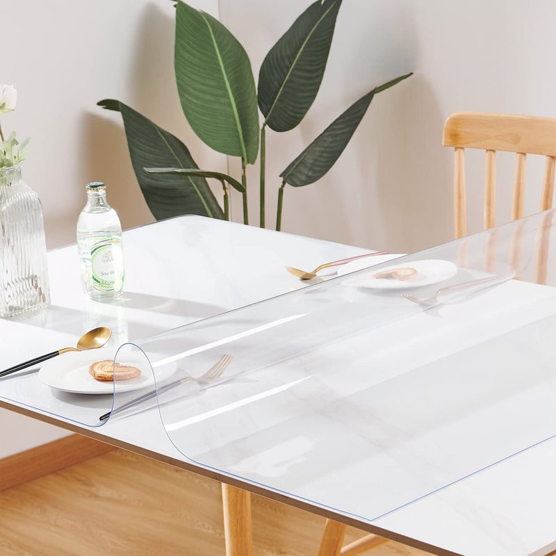 Leffora Clear Table Cover Protector 36 x 72 Inch, 1.5mm Thick Plastic Desk Protector Mat, Rectangular Waterproof PVC Placemats, Transparent Mat for Kitchen, Dresser, Writing Desk, Dining Room Table - Image 3